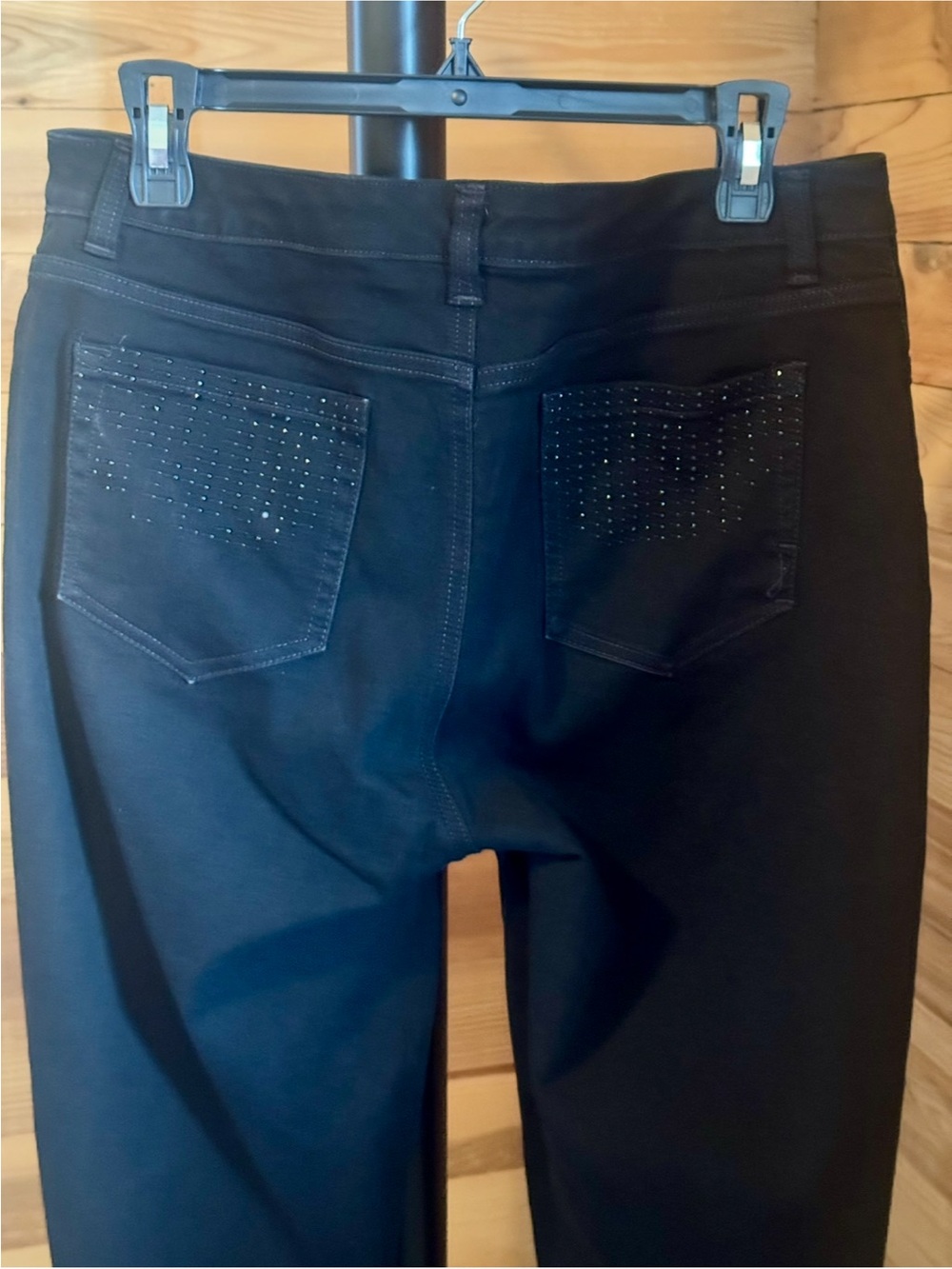 Jones New York Black Straight Leg Jeans 14P Petite Stretch Embellished